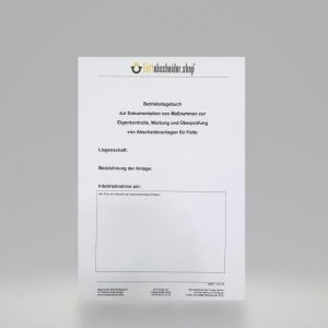 Produktbild Betriebstagebuch für Fettabscheideranlagen